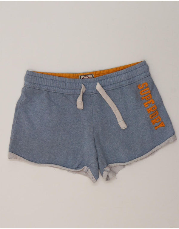 Pantaloncini sportivi grafici da donna Superdry UK 16 grandi cotone blu