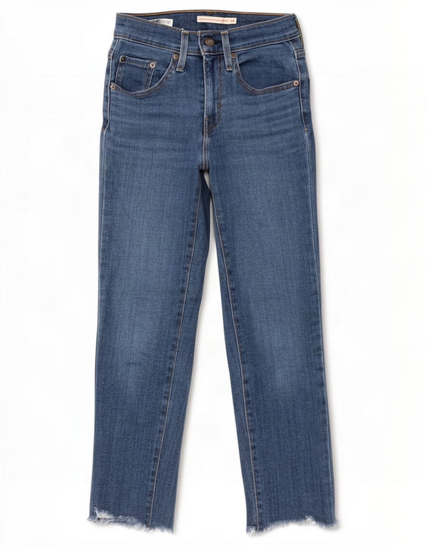 Levi's Donna 724 Jeans dritti corti a vita alta W24 L25 cotone blu