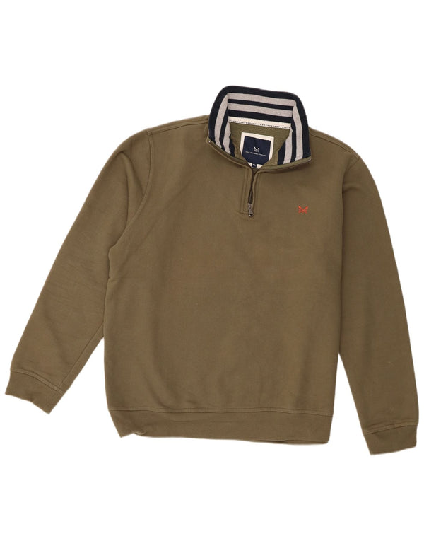 Crew Clothing Felpa con collo con zip da uomo Maglione XL Cotone kaki