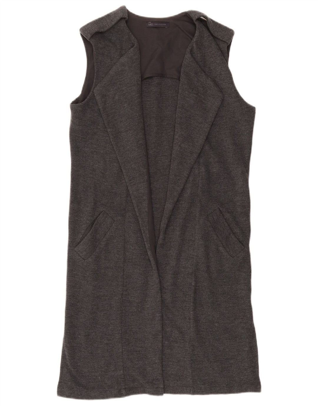 MARKS & SPENCER Maglione cardigan senza maniche da donna UK 8 piccolo grigio