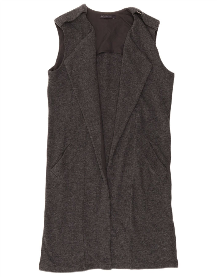 MARKS & SPENCER Maglione cardigan senza maniche da donna UK 8 piccolo grigio