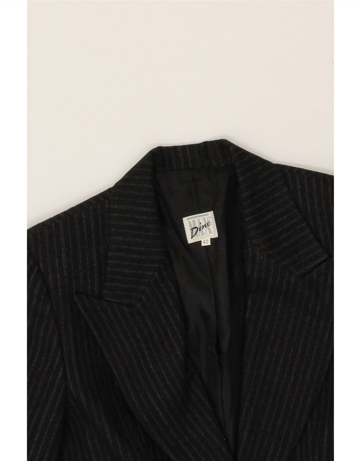 MAX DINE Womens 1 Button Blazer Jacket IT 42 Medium Grey Striped Wool Vintage Max Dine and Second-Hand Max Dine from Messina Hembry 