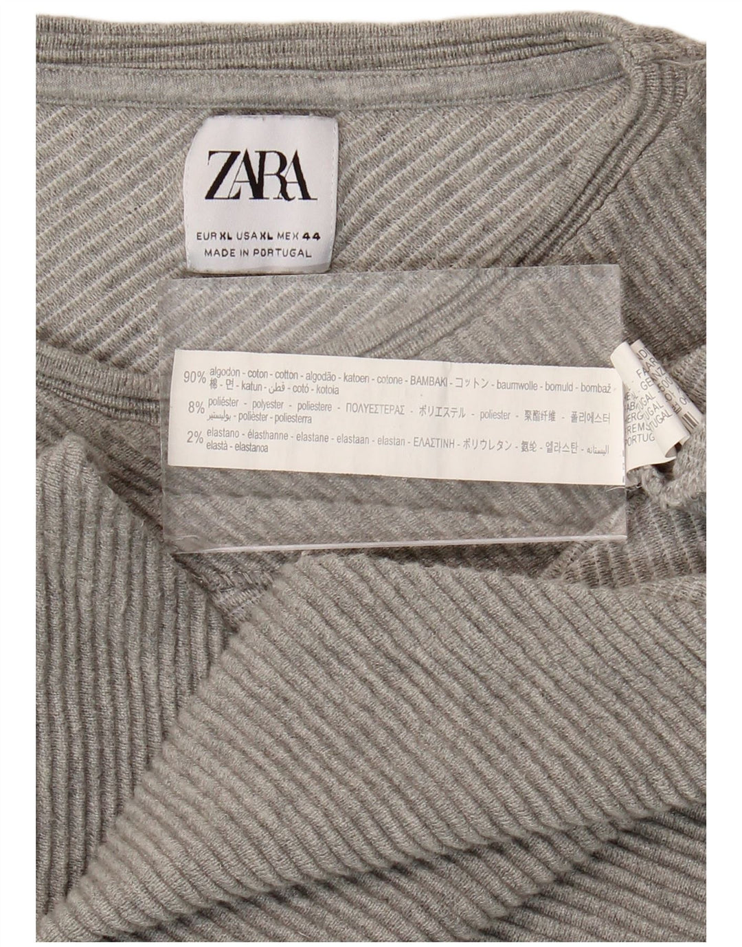 Top Zara da donna a maniche lunghe UK 18 XL cotone grigio