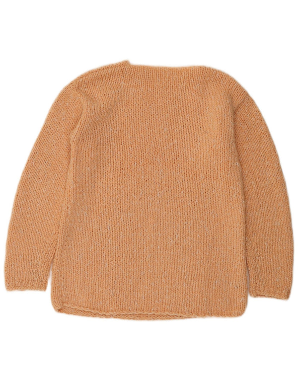 Maglione vintage da donna con scollo a barca UK 12 Medio arancione screziato