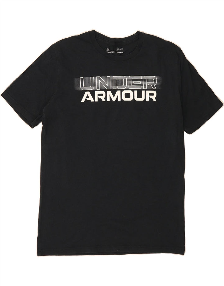 UNDER ARMOUR Mens Heat Gear Graphic T-Shirt Top Medium Navy Blue Vintage Under Armour and Second-Hand Under Armour from Messina Hembry 