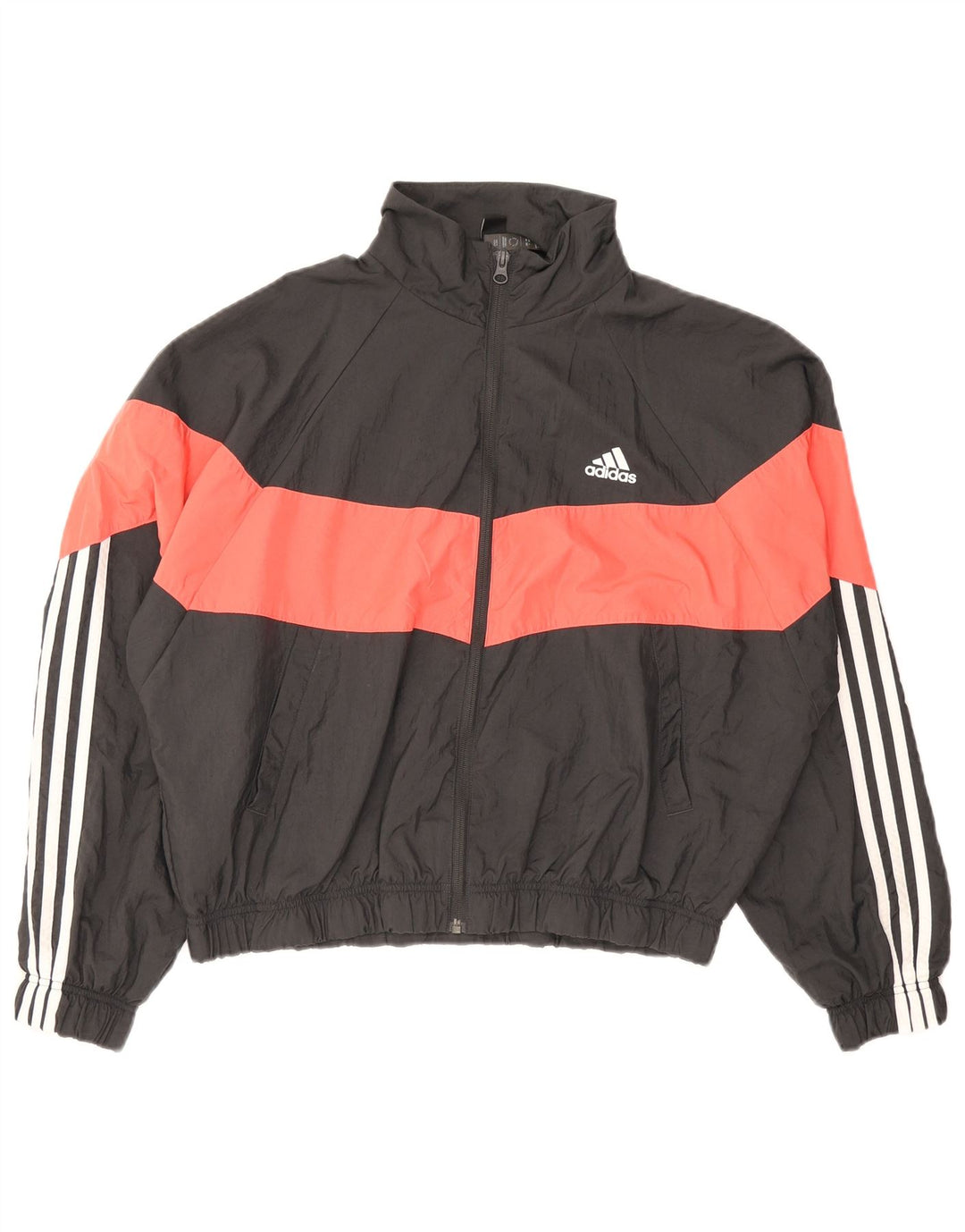Giacca da tuta da donna Adidas UK 12/14 Nylon color block nero medio