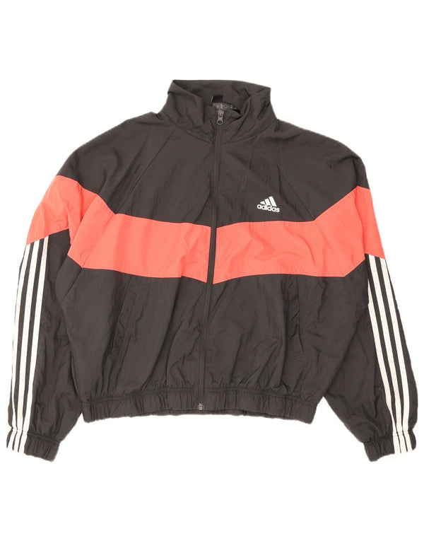Giacca da tuta da donna Adidas UK 12/14 Nylon color block nero medio