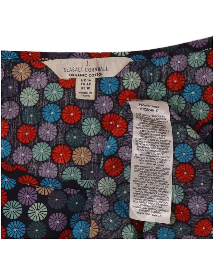 Abito a trapezio da donna Seasalt Cornwall UK 14 grande maculato multicolore