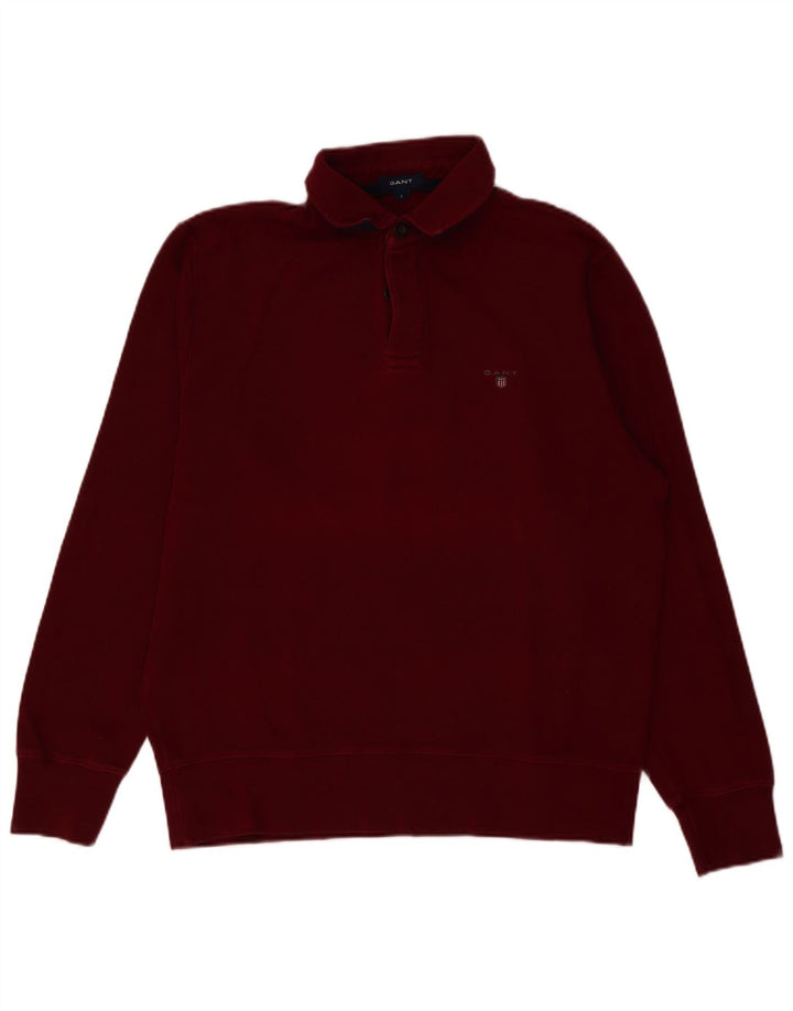 GANT Felpa da uomo con collo alto Maglione grande in cotone bordeaux