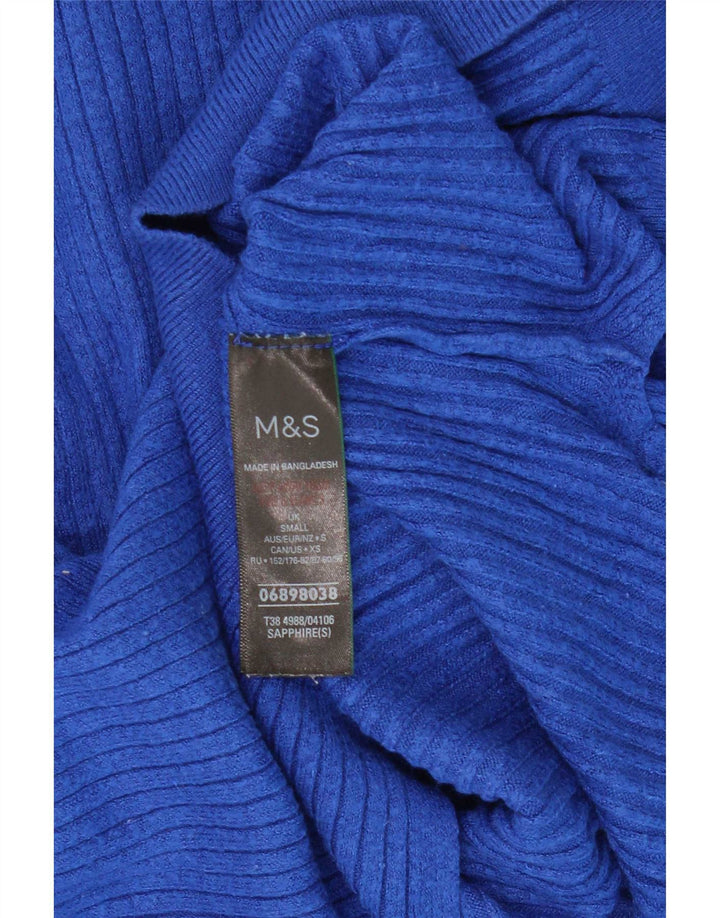 Maglione da donna Marks & Spencer con zip e collo UK 10 piccolo in viscosa blu