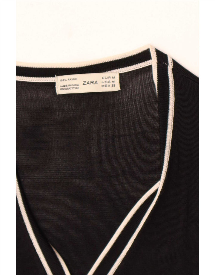 Maglione cardigan da donna Zara UK 12 Rayon color block nero medio
