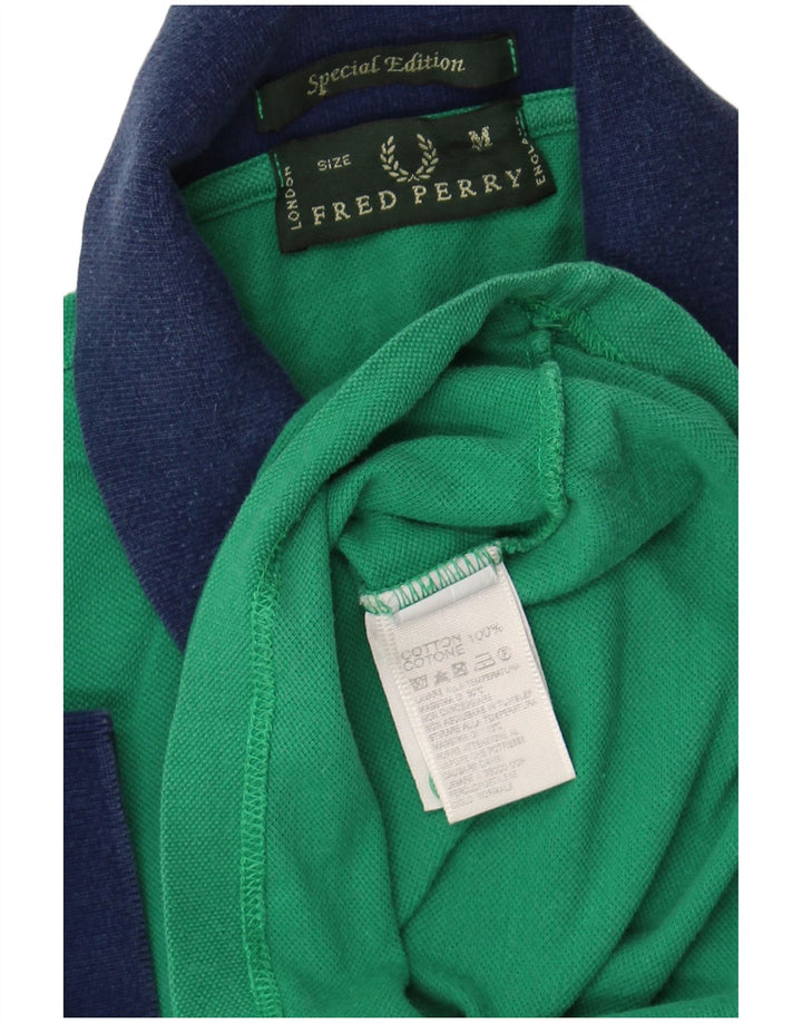 FRED PERRY Mens Polo Shirt Medium Green Cotton