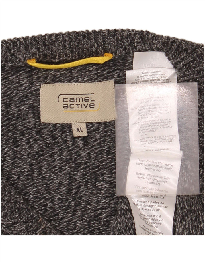 Maglione da uomo con scollo a V Camel Active XL in cotone screziato blu navy