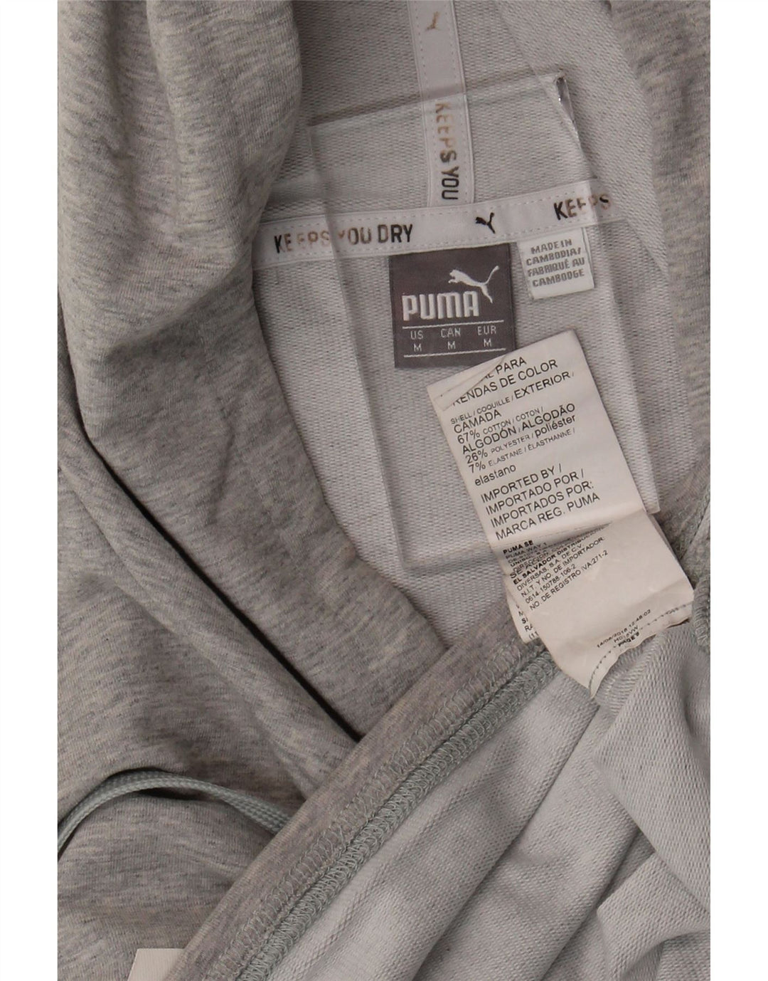 Felpa con cappuccio corta grafica oversize da donna Puma UK 14 Cotone grigio medio