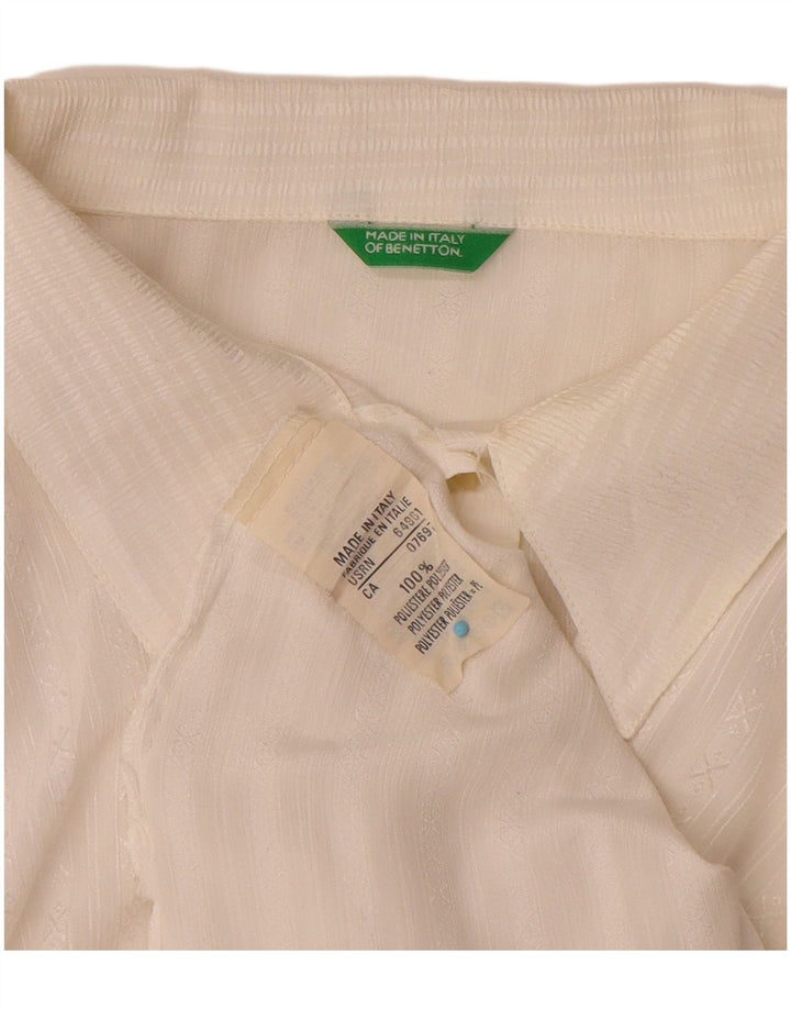 Camicetta da donna Benetton UK 16 Poliestere a righe bianche grandi