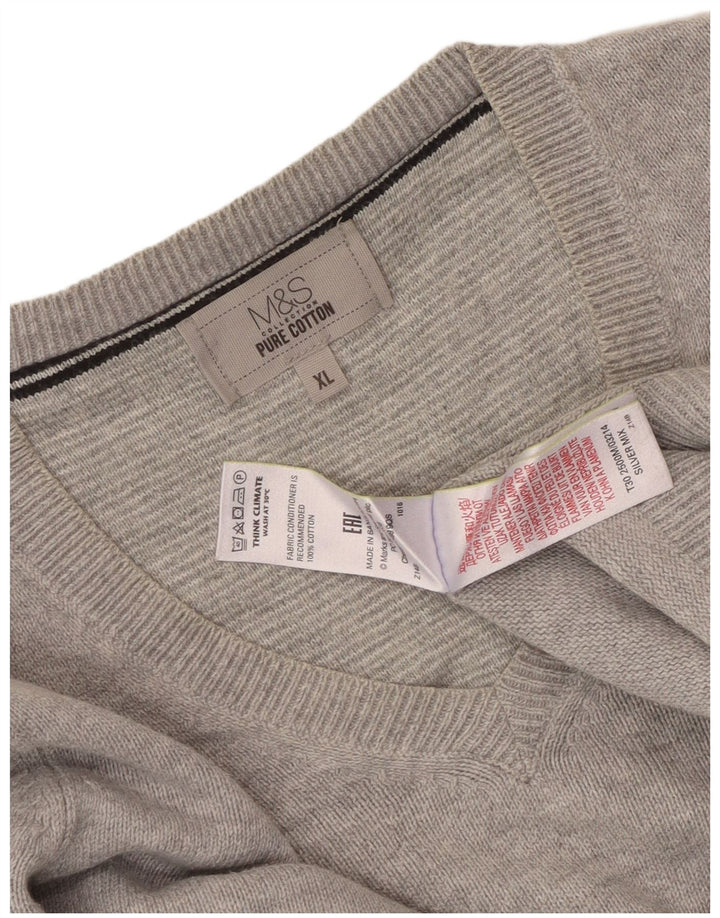 Maglione da uomo con scollo a V Marks & Spencer XL in cotone grigio
