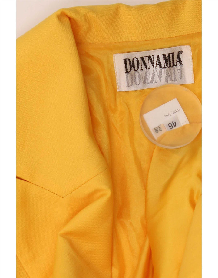Giacca blazer vintage da donna a 1 bottone IT46 grande lana gialla