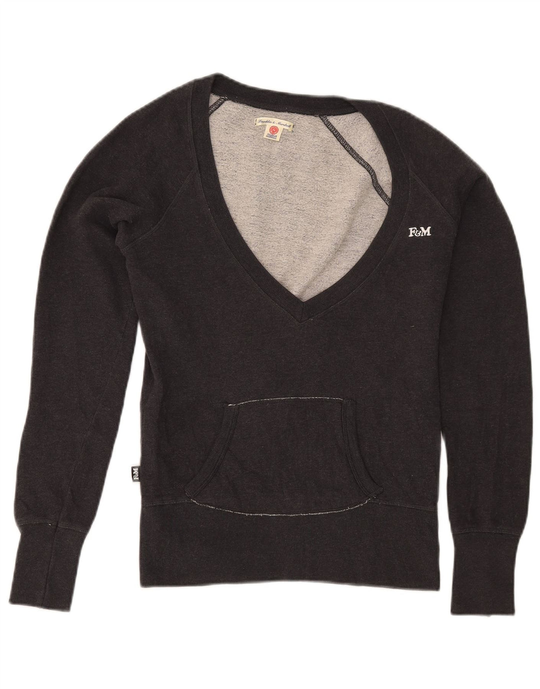FRANKLIN MARSHALL Womens Sweatshirt Jumper UK 10 Small Grey Cotton