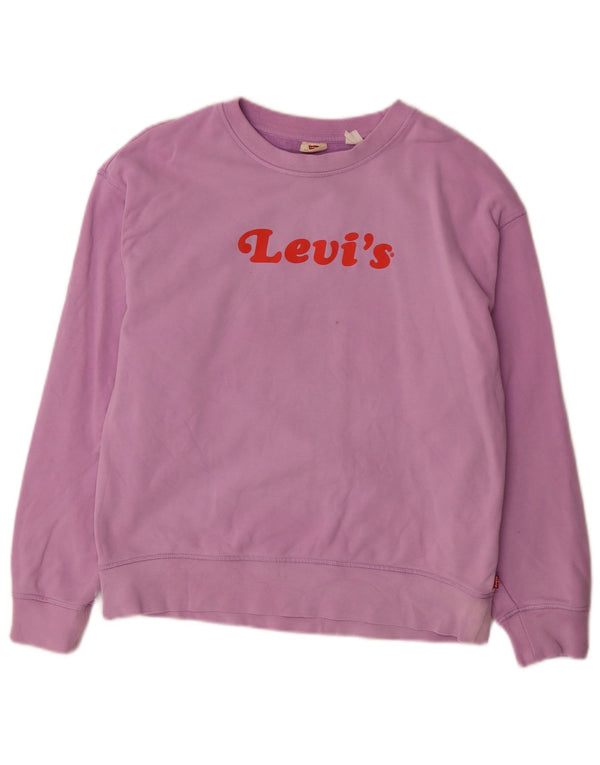Levi's Felpa oversize con grafica da donna, maglione UK 10, piccolo cotone viola