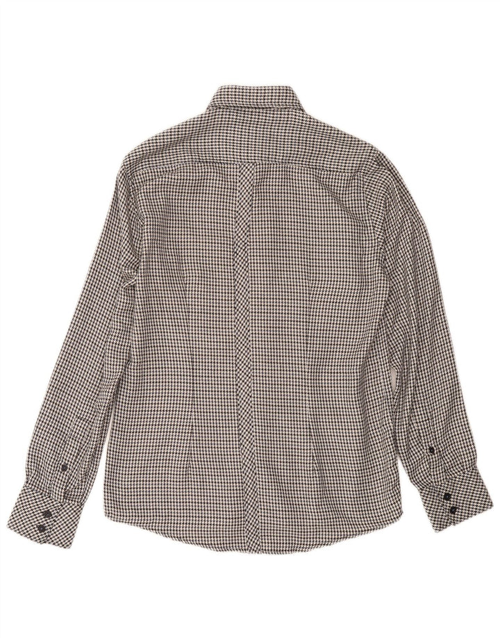 LAMBRETTA Camicia da uomo in flanella piccola in cotone pied de poule nero