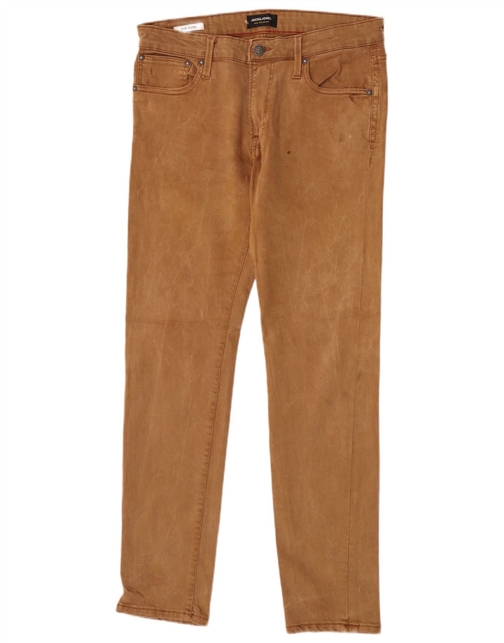 Jack & Jones Uomo GLENN Slim Jeans W31 L32 Cotone Marrone