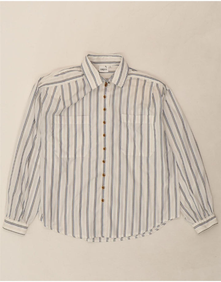 SCIROCCO Womens Shirt EU 44 XL White Striped Polyester Vintage Scirocco and Second-Hand Scirocco from Messina Hembry 