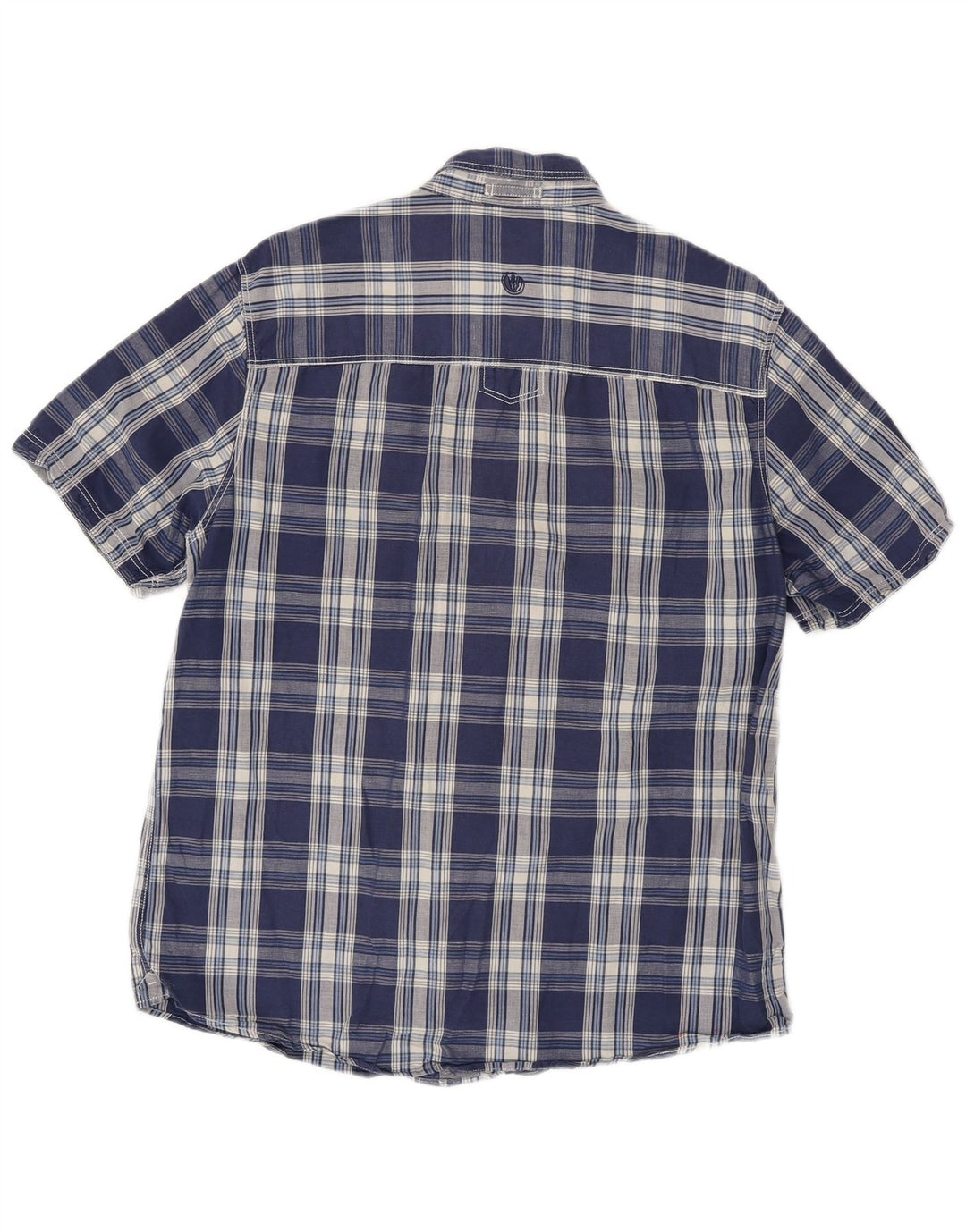 FAT FACE Camicia a maniche corte da uomo in cotone a quadri blu navy medio