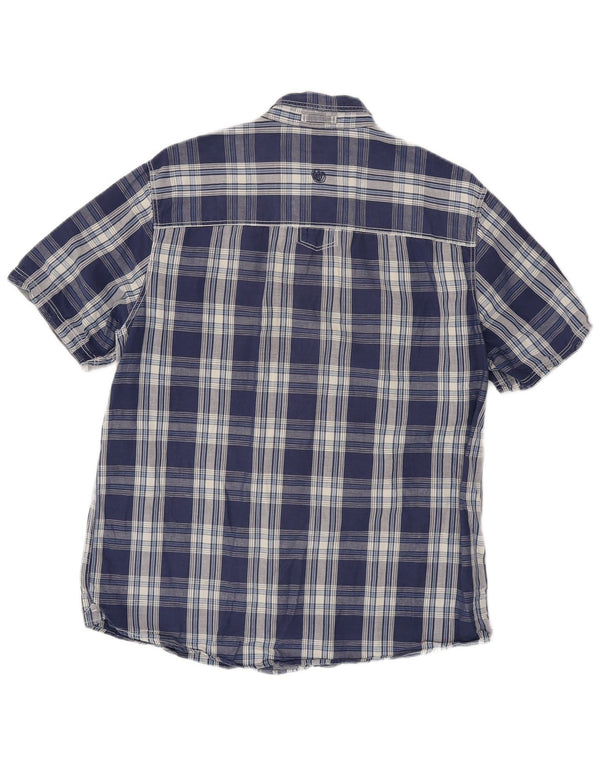 FAT FACE Camicia a maniche corte da uomo in cotone a quadri blu navy medio