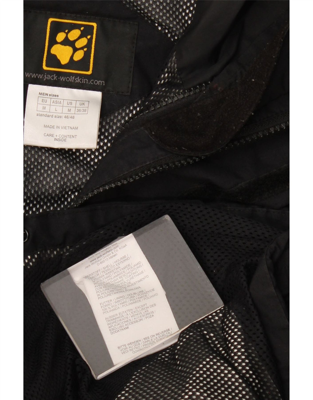 Giacca antipioggia con cappuccio da uomo Jack Wolfskin UK 36/38 Medium Nero Poliammide