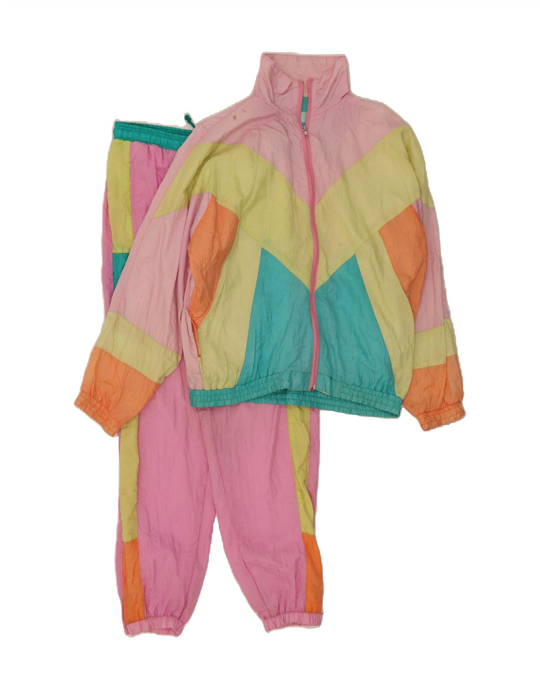 Tuta intera oversize da donna VINTAGE UK 14 Colorblock rosa medio
