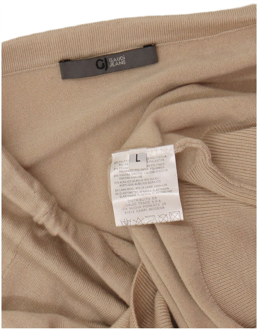 Top senza spalline grafico da donna Gaudi UK 14 Large Beige Poliestere