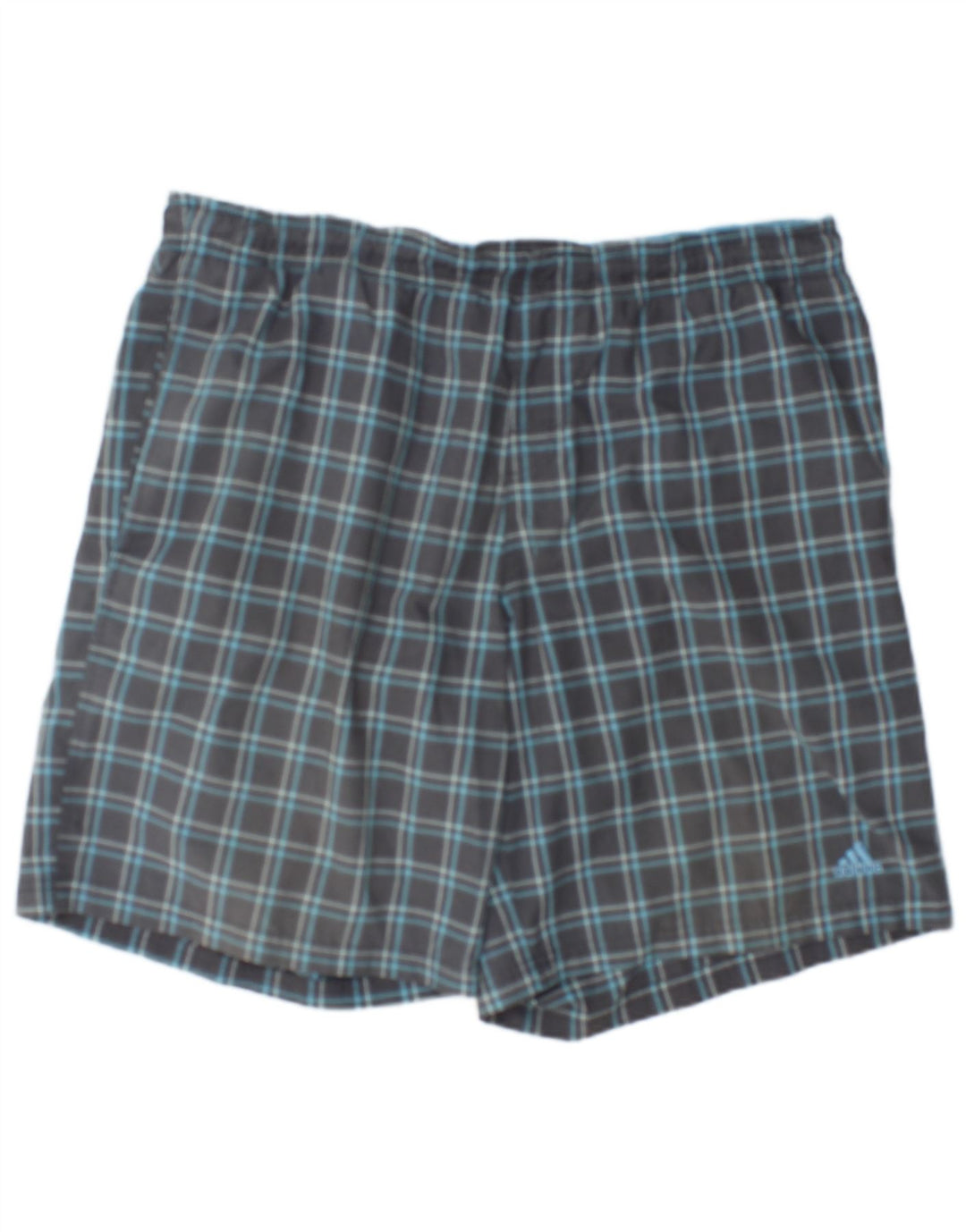 Pantaloncini da bagno da uomo Adidas XL grigio a quadri in poliestere