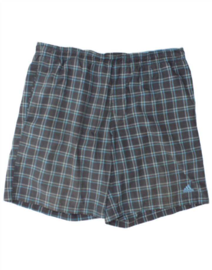 Pantaloncini da bagno da uomo Adidas XL grigio a quadri in poliestere