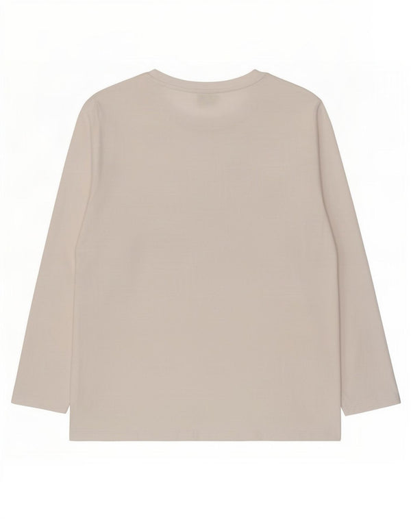 Liu Jo Donna Milano Graphic Top Manica Lunga UK 14 Grande Cotone Bianco