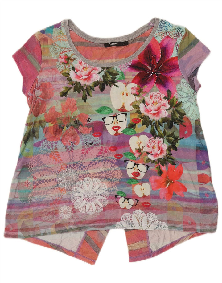 Desigual Womens Regular Blouse Top UK 16 Grande Viscosa floreale multicolore