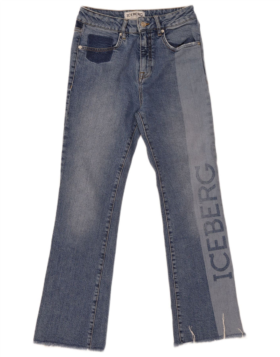 Jeans bootcut con grafica da donna Iceberg W27 L28 cotone color block blu