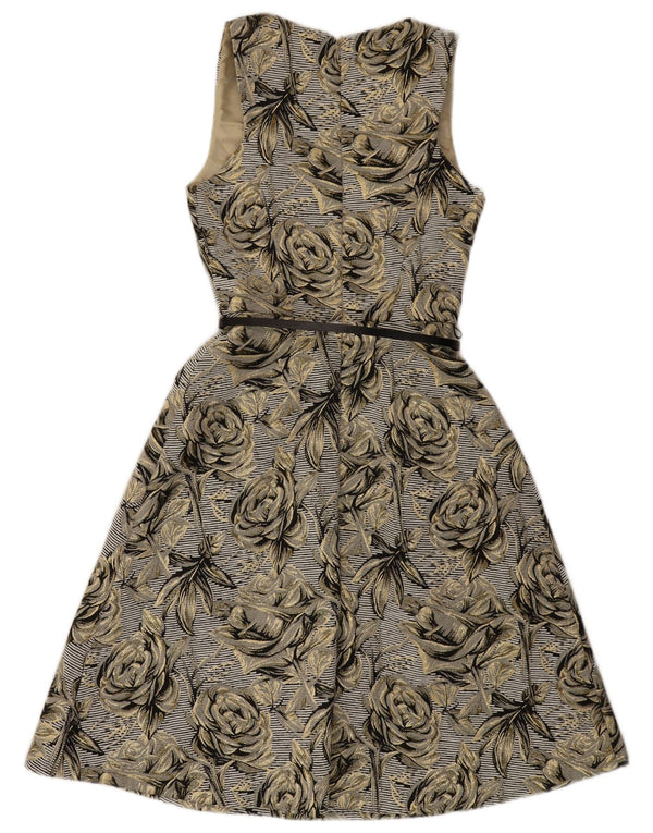 Abito a trapezio senza maniche da donna Monsoon UK 8 Piccolo cotone floreale grigio