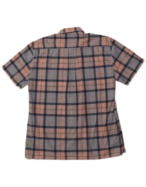 BARBOUR Camicia da uomo a maniche corte vestibilità regolare in cotone a quadri blu medio