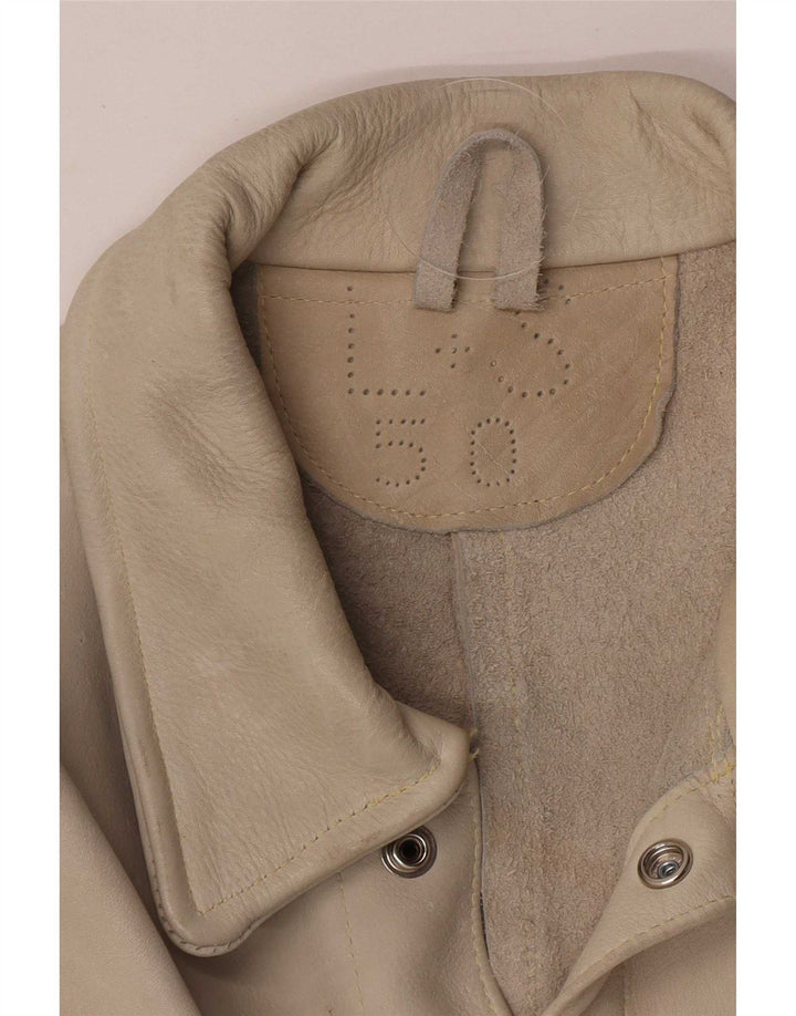 Giacca vintage in pelle scamosciata da uomo IT 50 Large Beige
