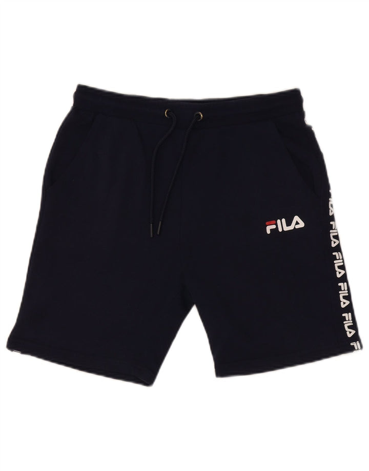 Pantaloncini sportivi con grafica FILA per ragazzi 13-14 anni in poliestere blu navy