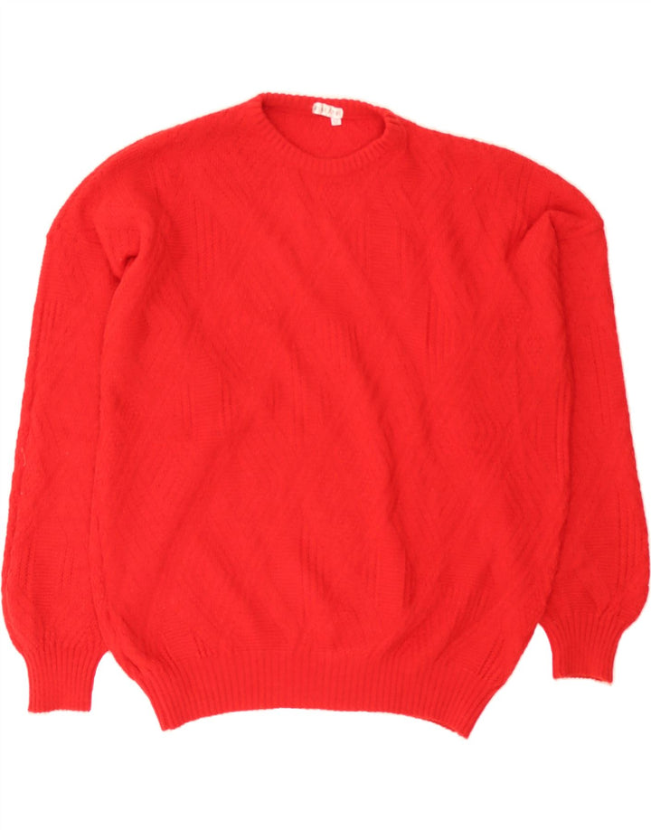 VINTAGE Mens Crew Neck Jumper Sweater IT 52 Large Red Wool Vintage Vintage and Second-Hand Vintage from Messina Hembry 