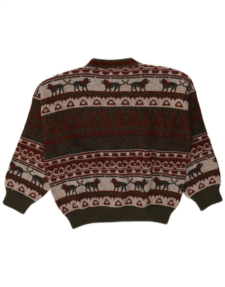 Maglione maglione girocollo vintage da uomo XL multicolore Fair Isle
