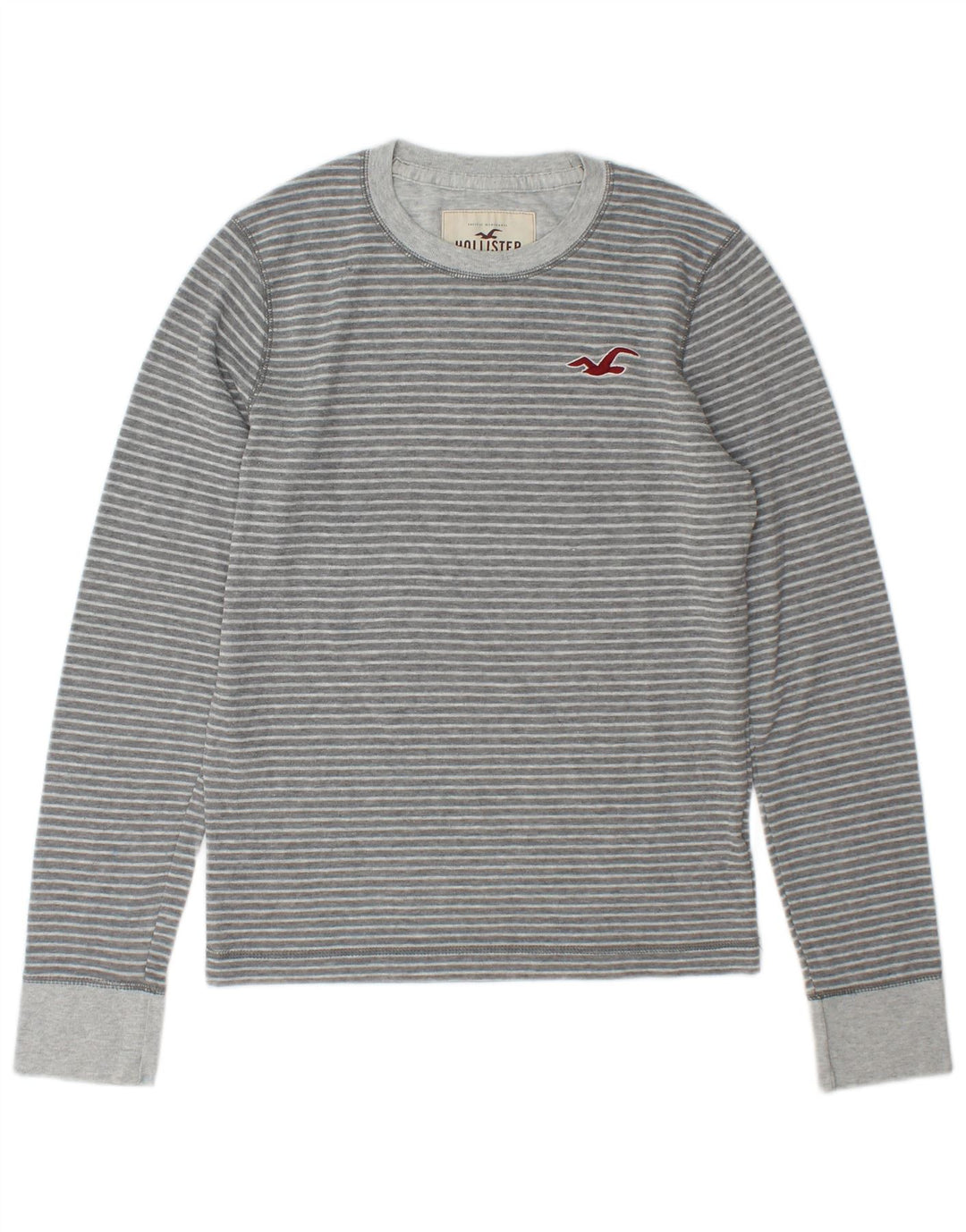 Top Hollister da uomo a maniche lunghe a righe piccole grigie