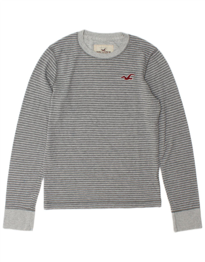 Top Hollister da uomo a maniche lunghe a righe piccole grigie