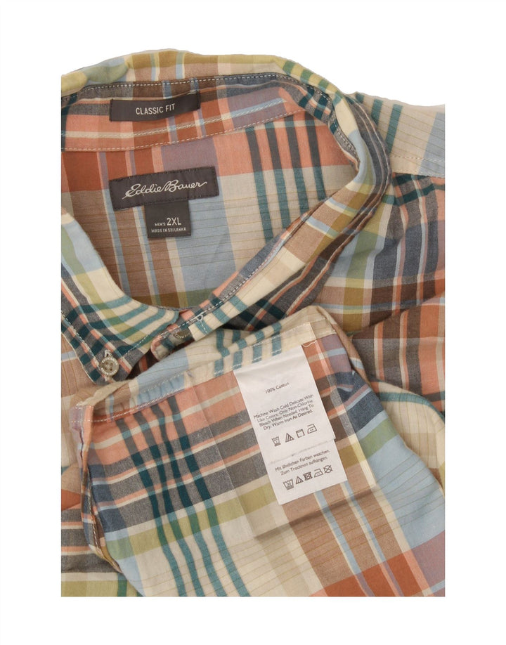 EDDIE BAUER Mens Classic Fit Short Sleeve Shirt 2XL Multicoloured Check Vintage Eddie Bauer and Second-Hand Eddie Bauer from Messina Hembry 