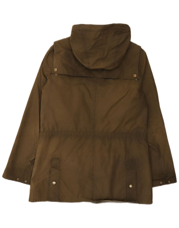 Giacca da donna in cotone cerato con cappuccio Barbour UK 12 medio cachi