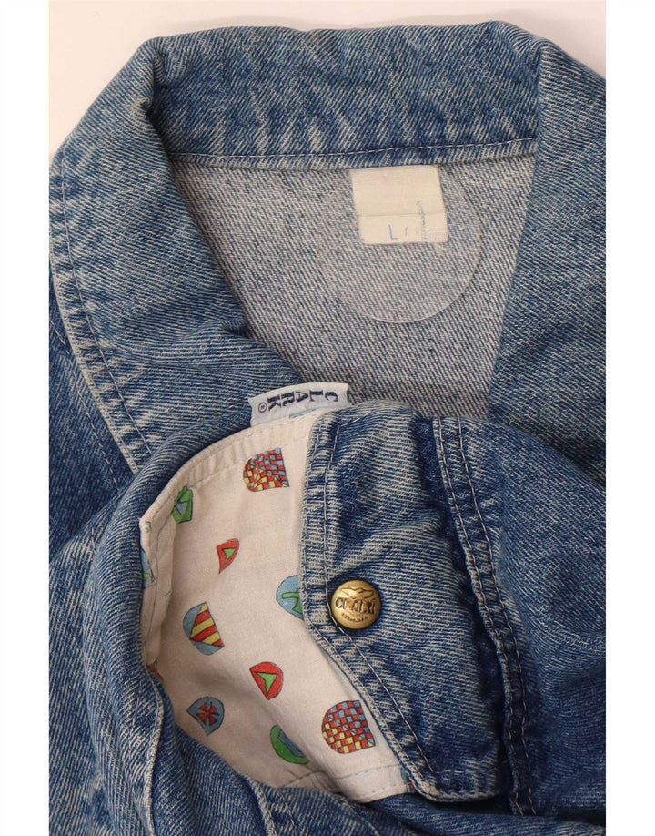 Giacca di jeans da uomo CLARK UK 40 grande patchwork blu