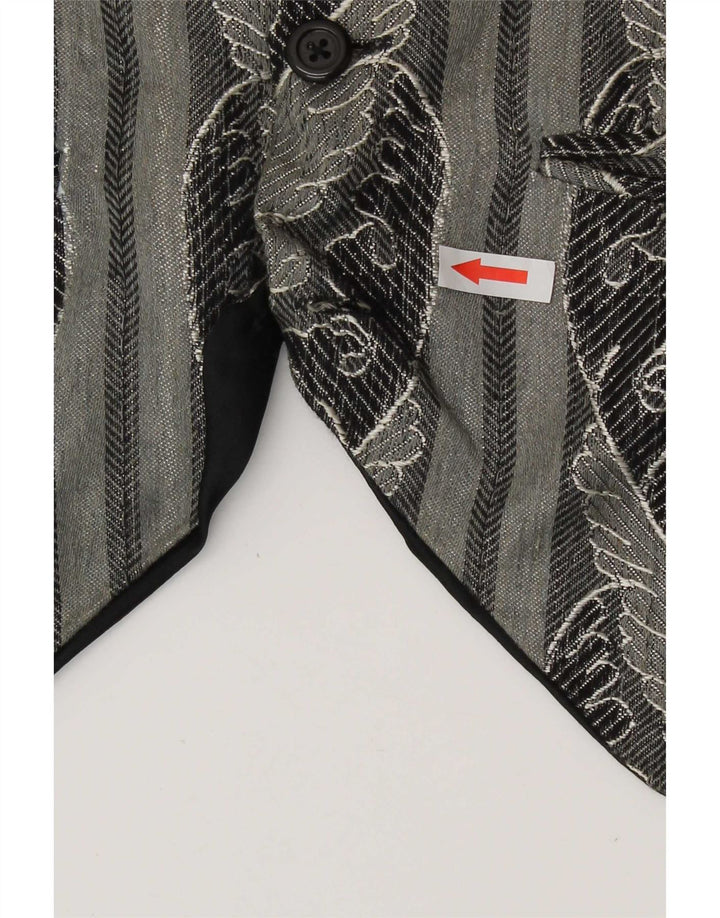 Gilet vintage da uomo con motivo astratto piccolo in rayon grigio