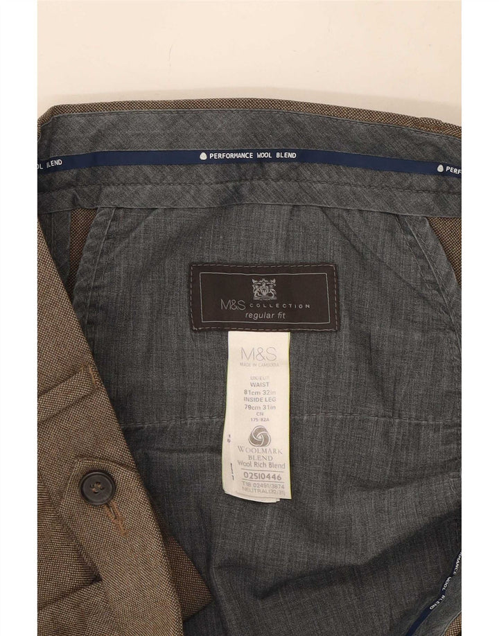Pantaloni da abito vestibilità regolare da uomo Marks & Spencer W32 L31 Lana beige