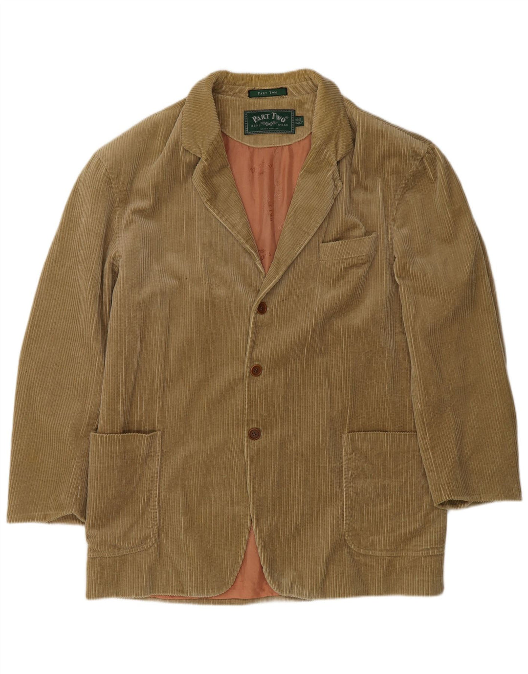 Parte seconda Giacca blazer da uomo in velluto a coste a 3 bottoni US 42 XL Cotone beige